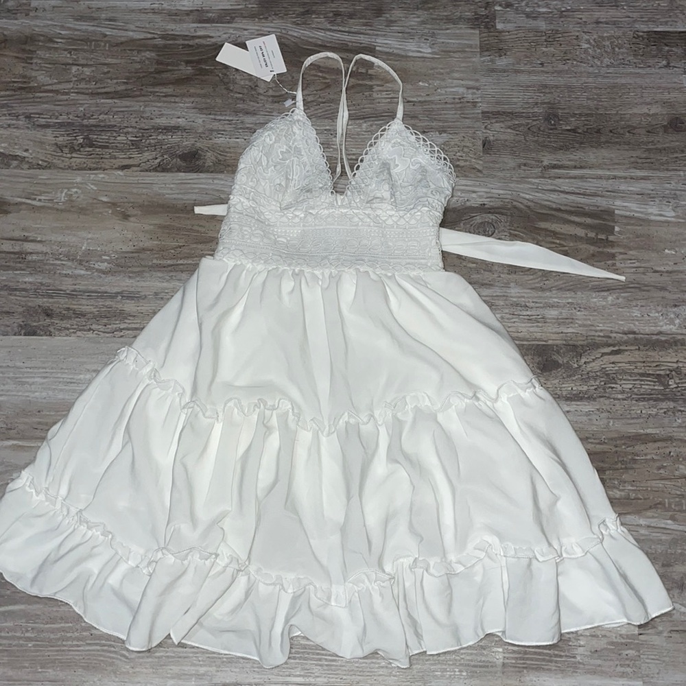 White babydoll halter dress